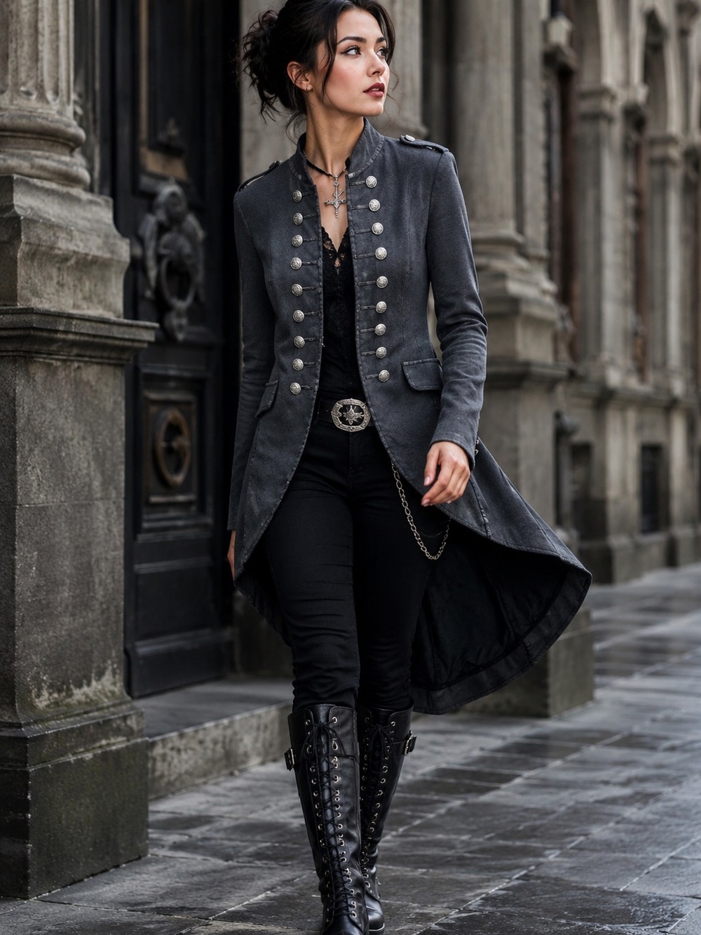 Elissia Military Inspired Women's Tailcoat Jacket Steampunk Gothic Victorian